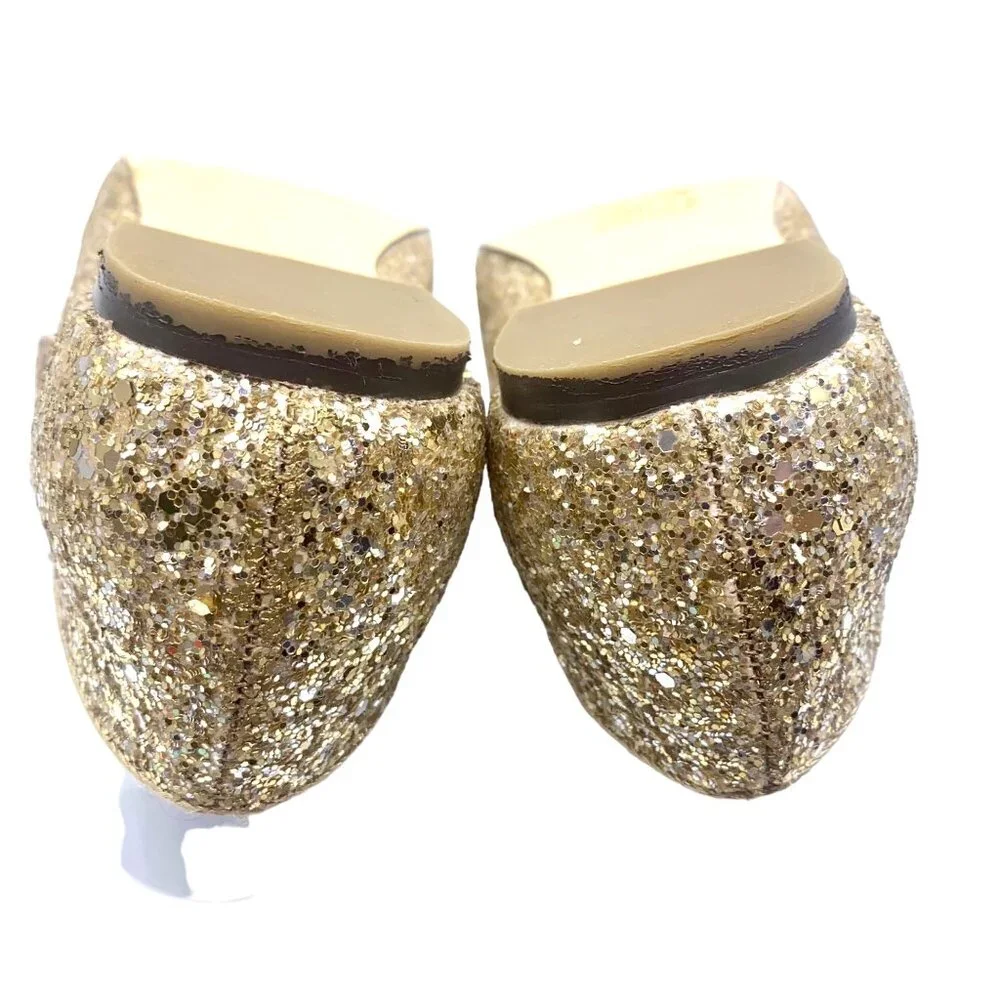 Girls Gold Glittery Ballet Mary Jane Flats Party Shoes Size 5 J. Crew Factory